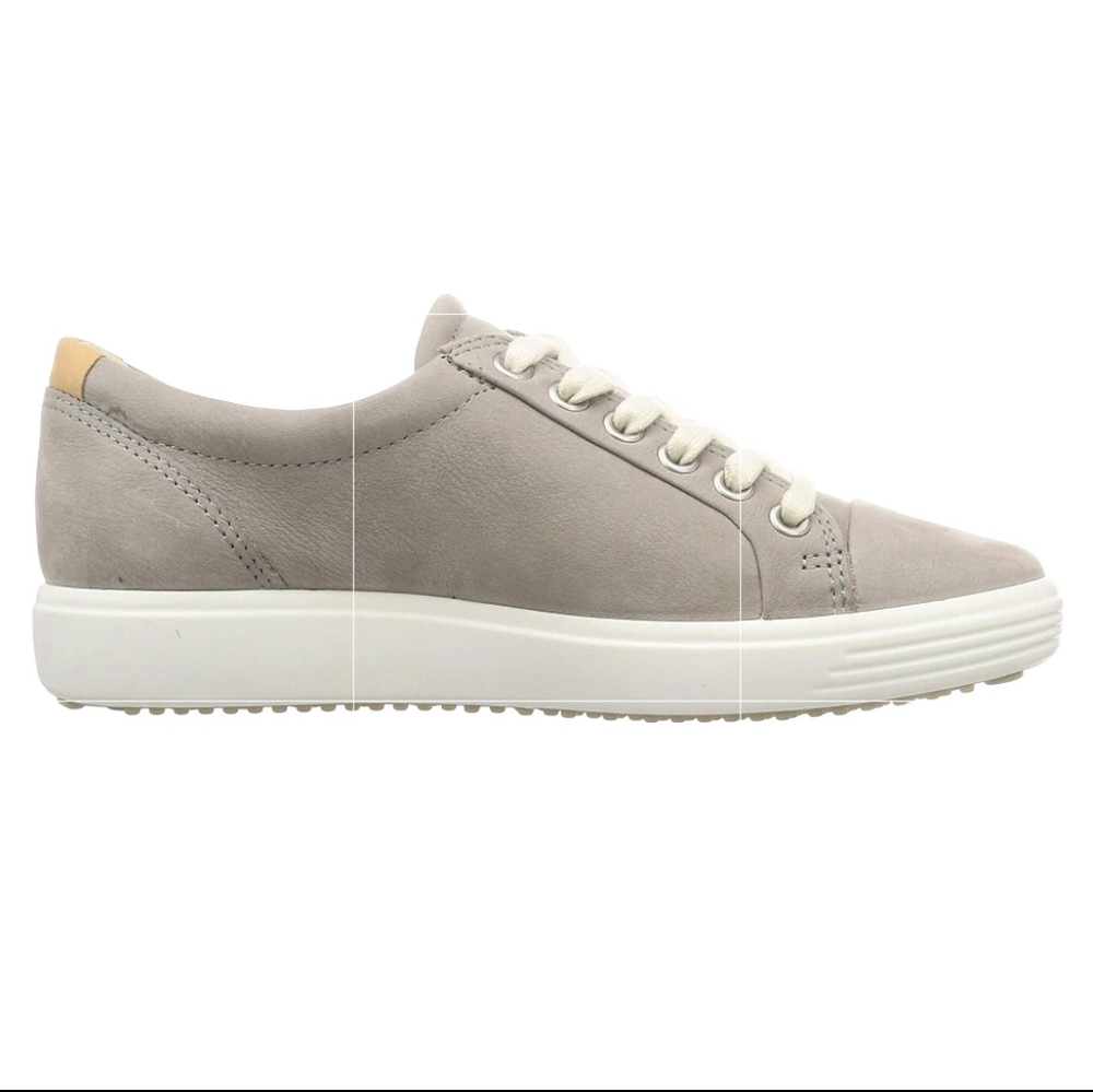 Ecco soft 7 Leather Tennis Shoe Sz 43 Light Grey - Picture 2 of 5